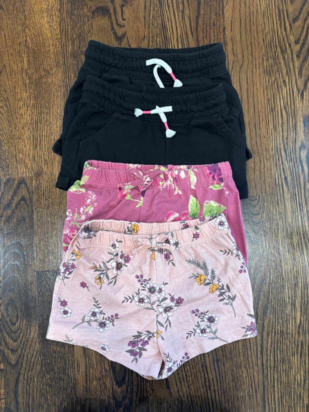4 Toddler Girls Pull-On Shorts - Black, Rose, Floral, size 4T